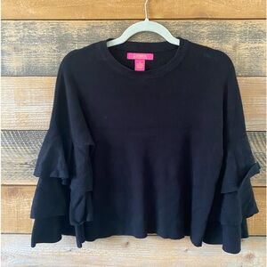 Catherine Malandrino Tiered Ruffle Bell Sleeve Sweater Black Size M